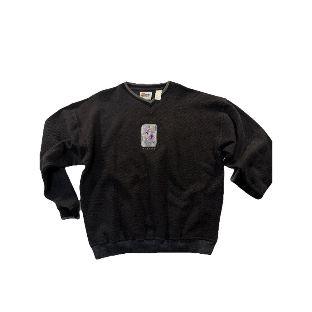 Men’s Vintage Large V-Neck, Charcoal, Gray Desert, Heat Pullover Sweater